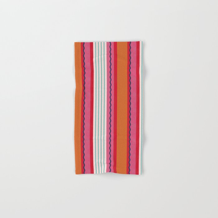 Bold Color Play Pink And Orange Stripes Bath Towel