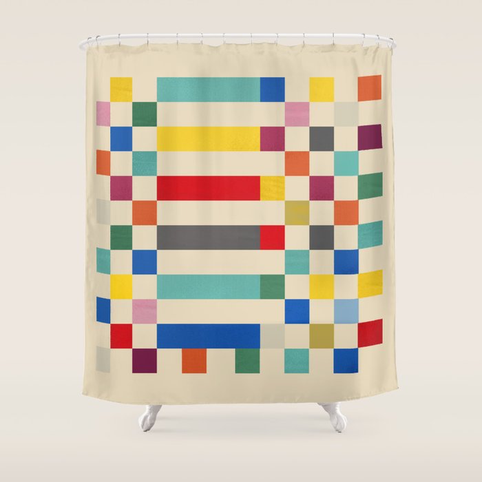 Modern Playful Checkered Abstract Shower Curtain