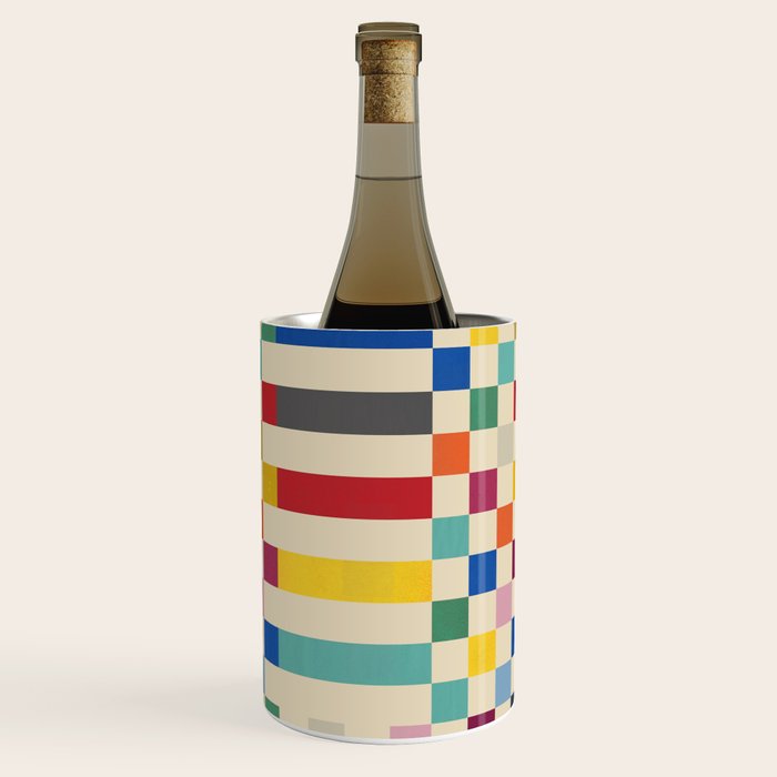Modern Playful Checkered Abstract Wine Chiller