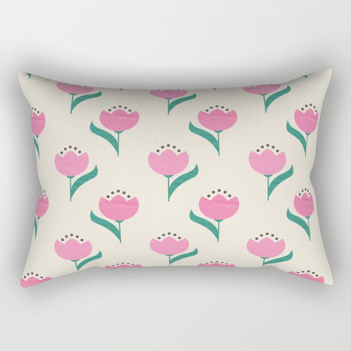 Vintage Pink Fabric Tulips  Rectangular Pillow