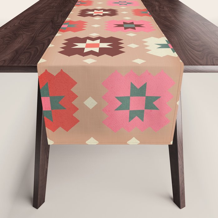 Festive Winter Quilt Tiles With Stars Table Runner