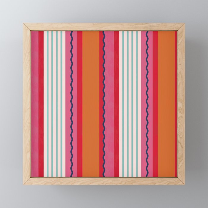 Bold Color Play Pink And Orange Stripes Mini Art Print