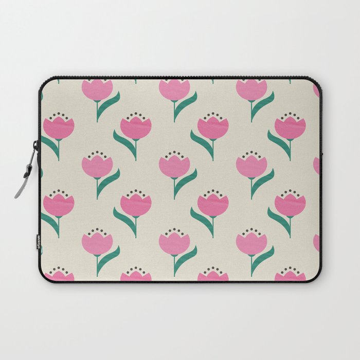 Vintage Pink Fabric Tulips  Laptop Sleeve