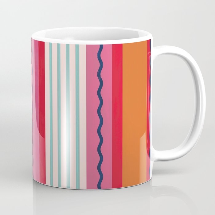 Bold Color Play Pink And Orange Stripes Coffee Mug
