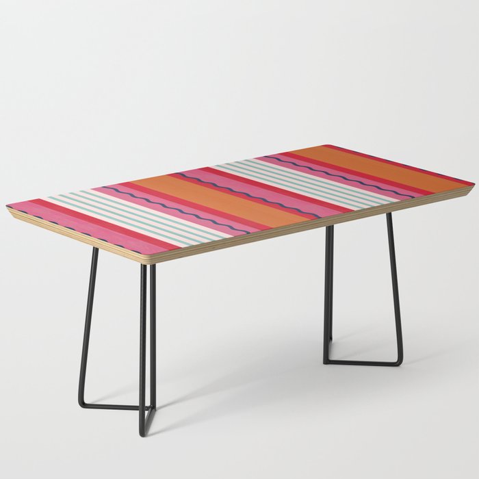 Bold Color Play Pink And Orange Stripes Coffee Table