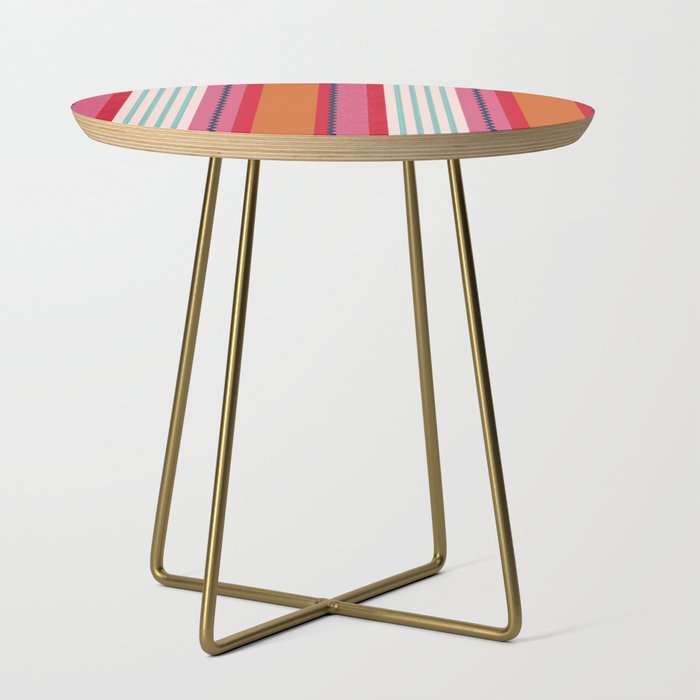 Bold Color Play Pink And Orange Stripes Side Table