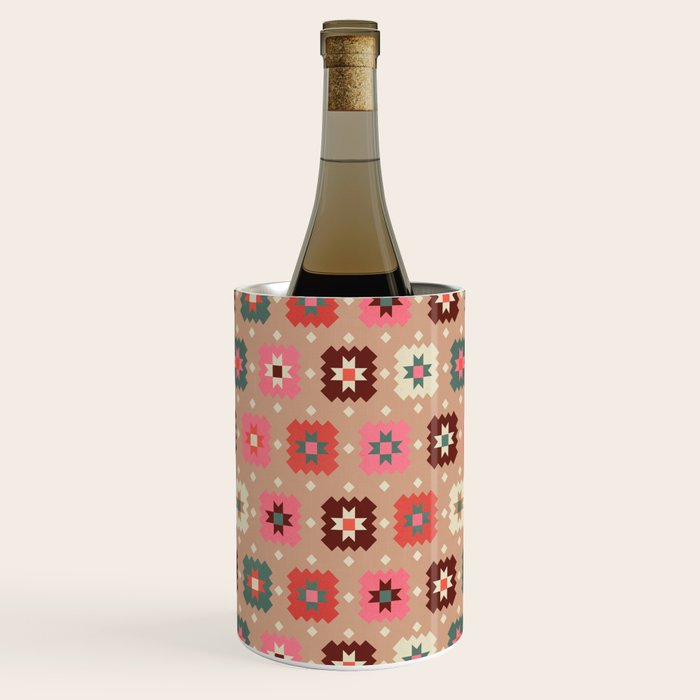 Festive Winter Quilt Tiles With Stars Wine Chiller