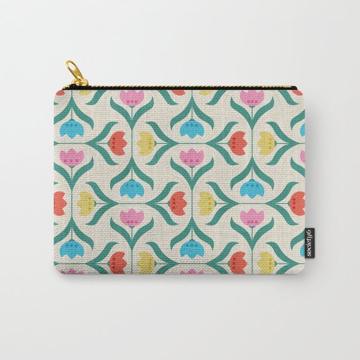 Vintage Tulips Patchwork Pattern Carry All Pouch