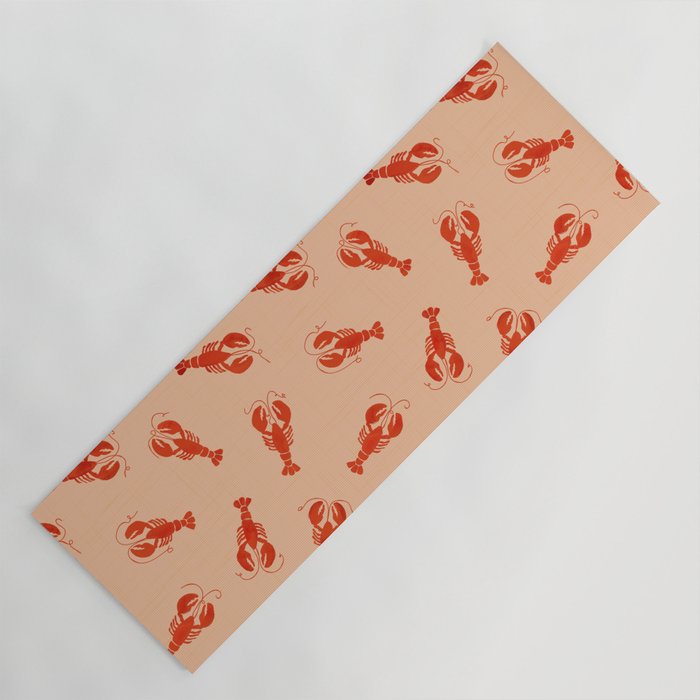Classic Red Lobsters Pattern On Peach Yoga Mat