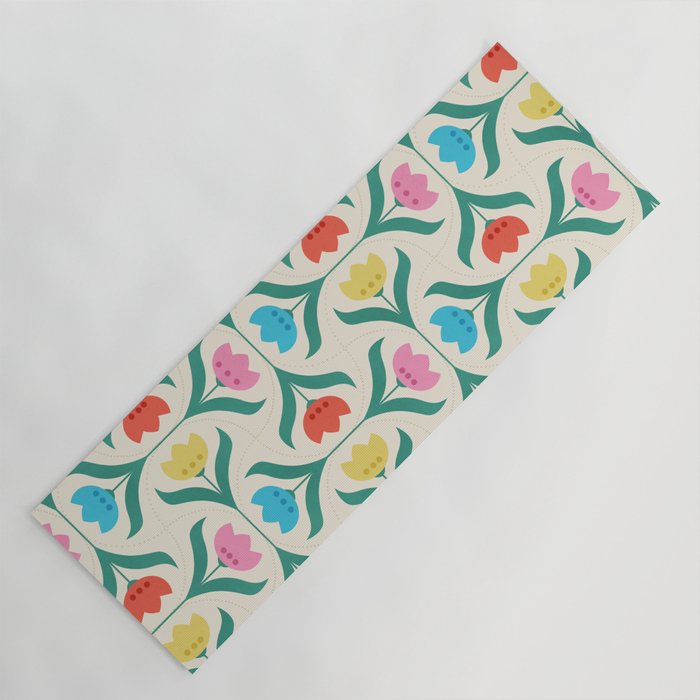 Vintage Tulips Patchwork Pattern Yoga Mat