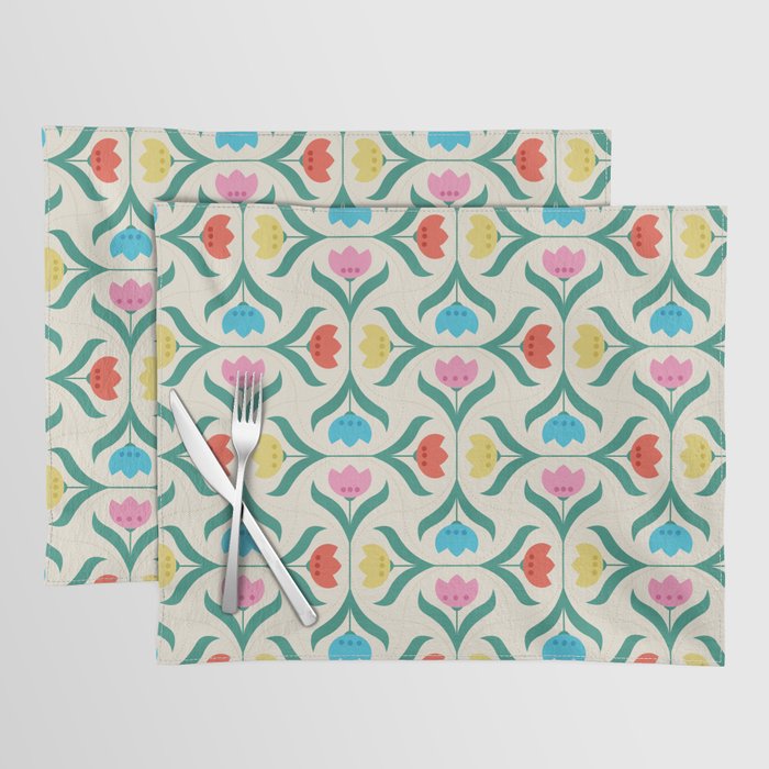 Vintage Tulips Patchwork Pattern Placemat