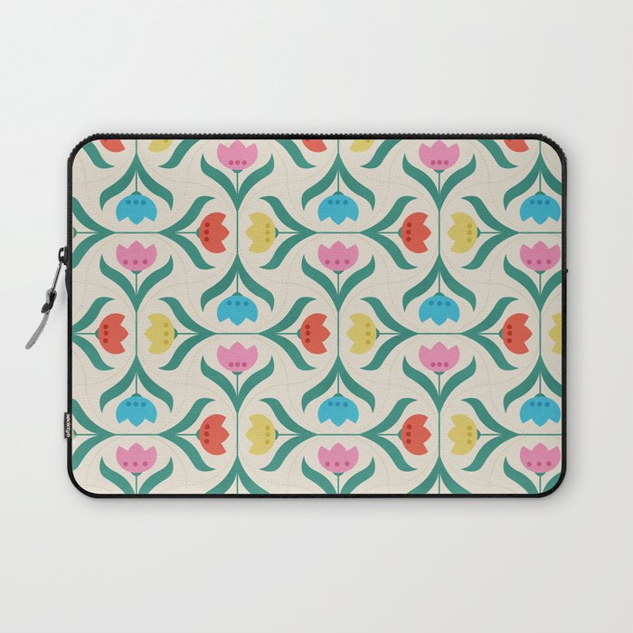 Vintage Tulips Patchwork Pattern Laptop Sleeve