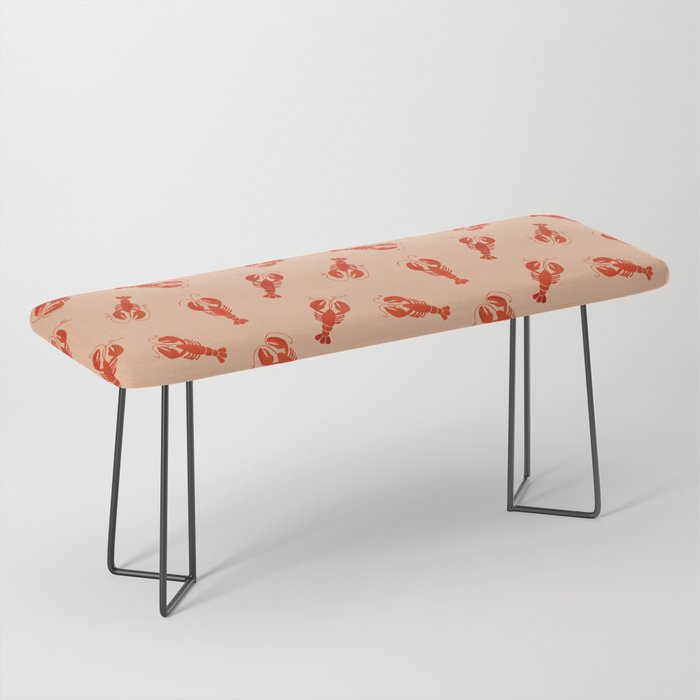 Classic Red Lobsters Pattern On Peach Bench