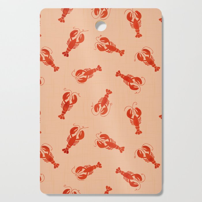 Classic Red Lobsters Pattern On Peach Cutting Board