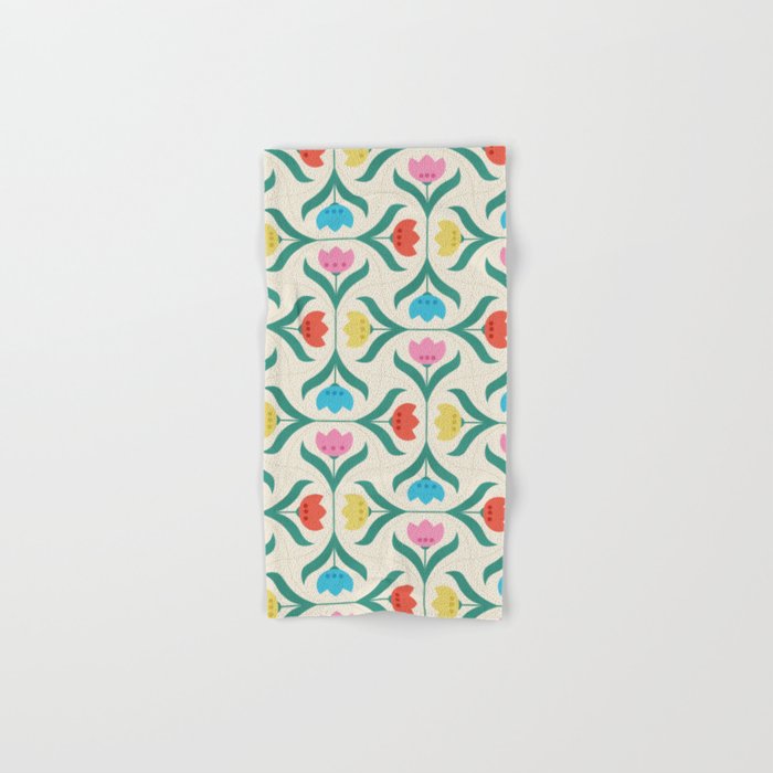Vintage Tulips Patchwork Pattern Bath Towel