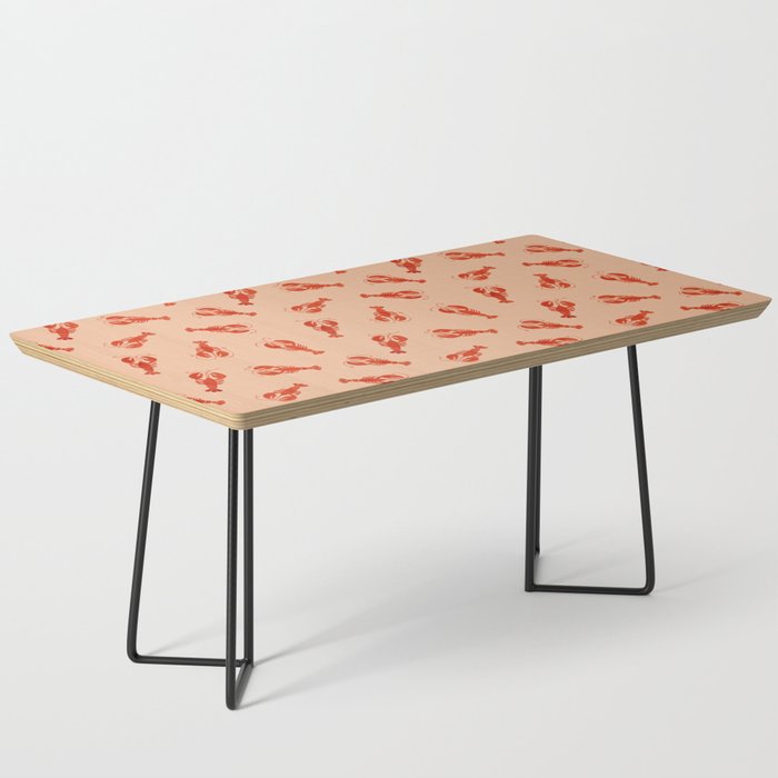 Classic Red Lobsters Pattern On Peach Coffee Table