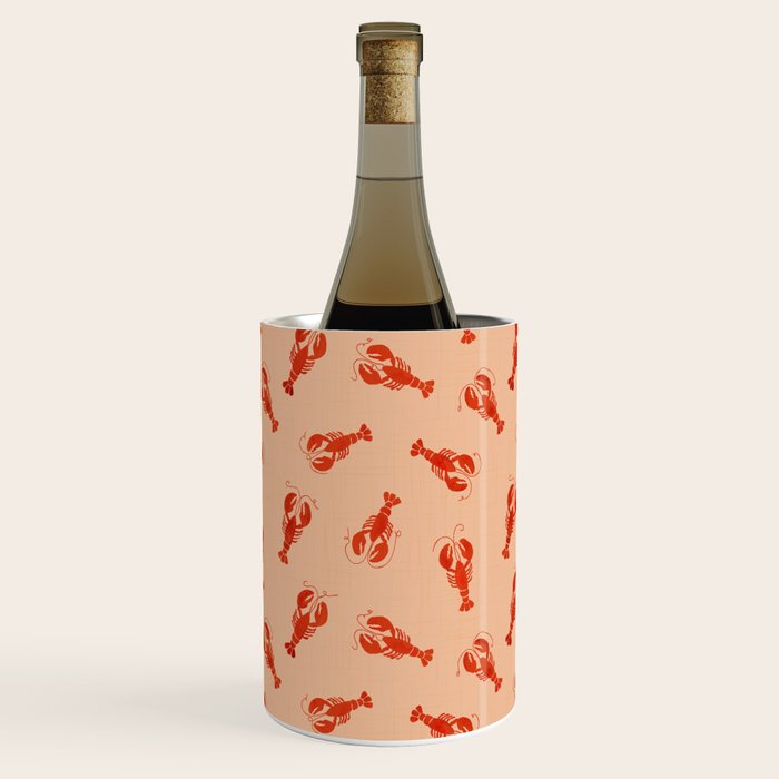 Classic Red Lobsters Pattern On Peach Wine Chiller