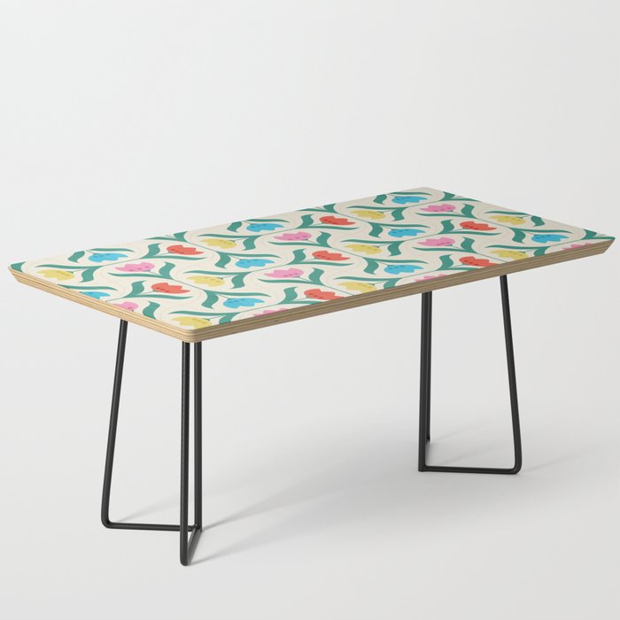 Vintage Tulips Patchwork Pattern Coffee Table