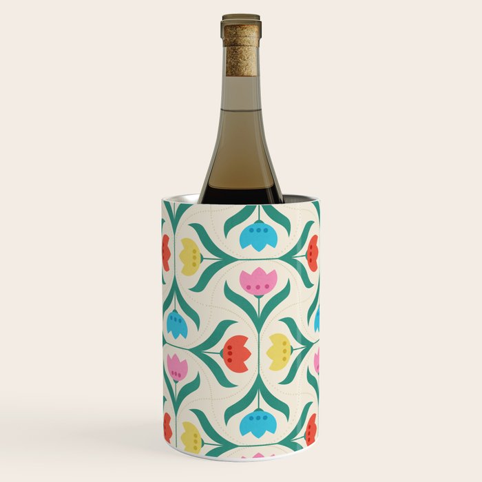 Vintage Tulips Patchwork Pattern Wine Chiller