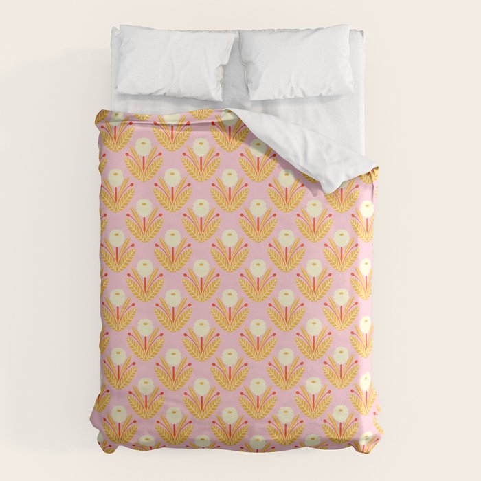 Happy White Dahlias - Pattern Duvet Cover