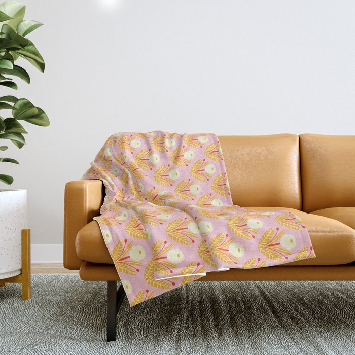 Happy White Dahlias - Pattern Throw Blanket