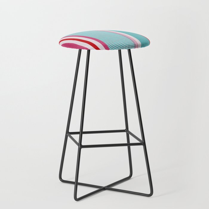Bold Color Play Pink And Turquoise Stripes Stool