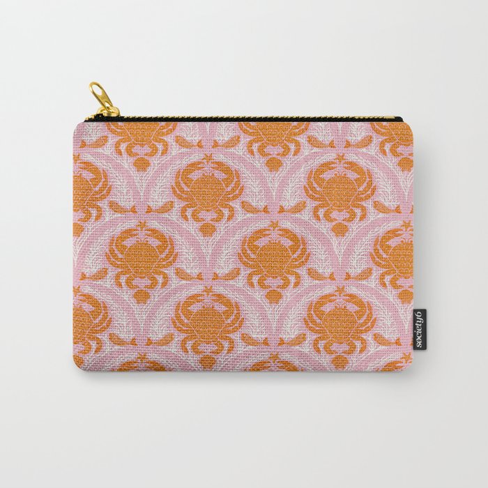 Orange Crab On Pink Pattern Carry All Pouch