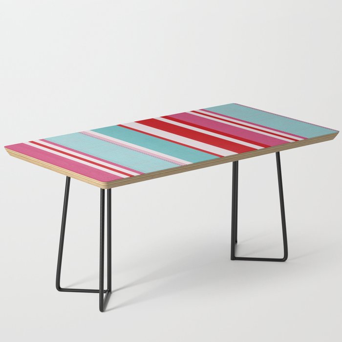 Bold Color Play Pink And Turquoise Stripes Coffee Table