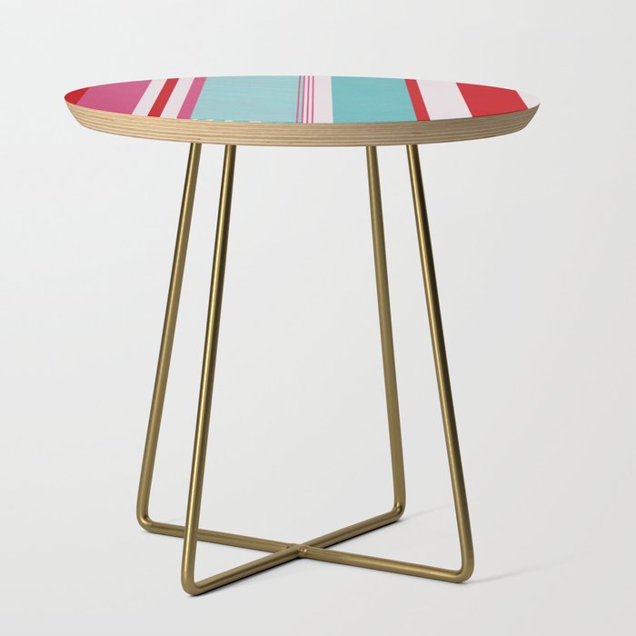Bold Color Play Pink And Turquoise Stripes Side Table