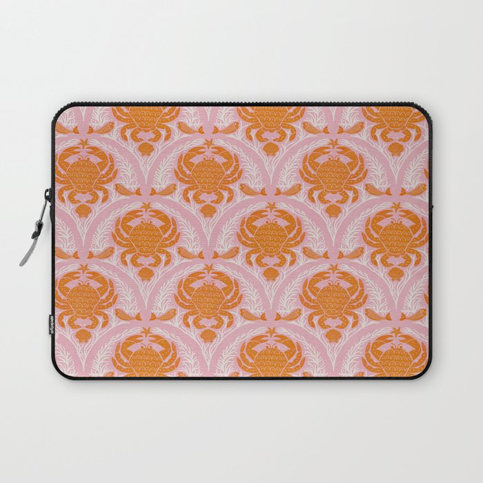 Orange Crab On Pink Pattern Laptop Sleeve