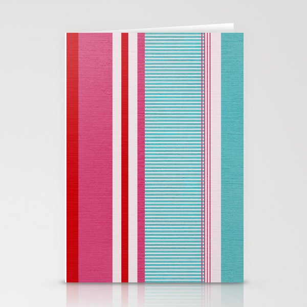 Bold Color Play Pink And Turquoise Stripes Stationery Card