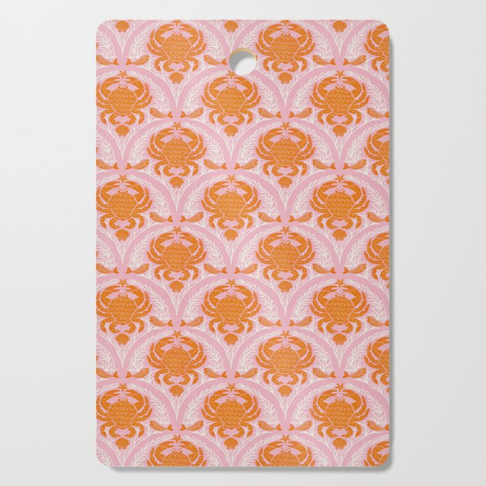 Orange Crab On Pink Pattern Cutting Board