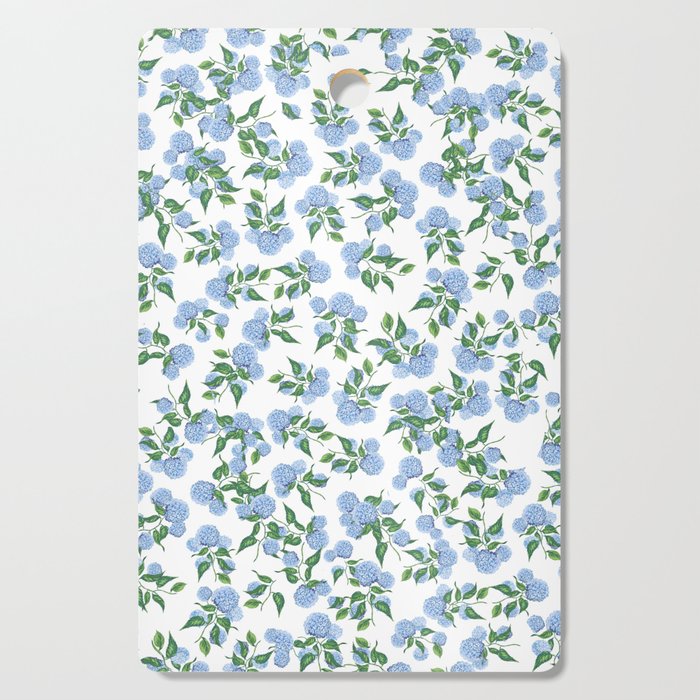 Hydrangea Blue Flowers, Botanicals, Blue And White Floral Cutting Board