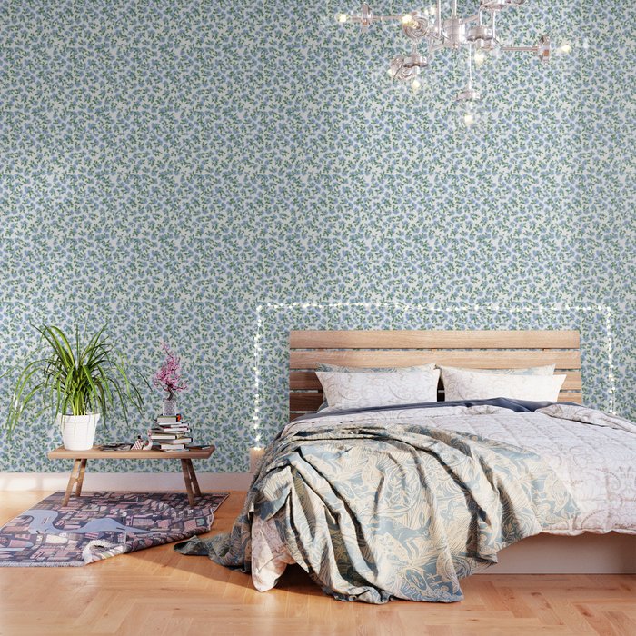 Hydrangea Blue Flowers, Botanicals, Blue And White Floral Wallpaper