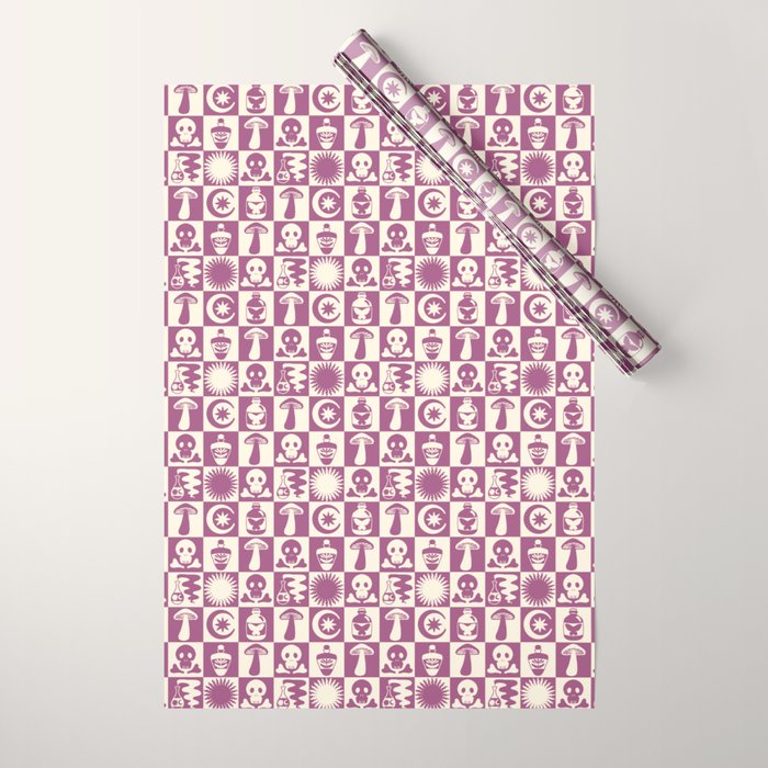 Potions And Spooky Things Checkerboard Pattern Wrapping Paper