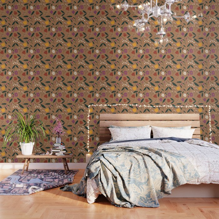 Pressed Flower Illustration Pattern  Wallpaper