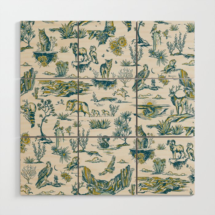 Grand Canyon National Park, Arizona Wildlife Pattern (Version 2) Wood Wall Art