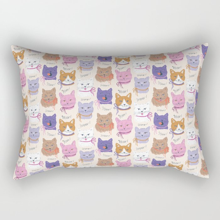 Cats In Purple And Brown Rectangular Pillow