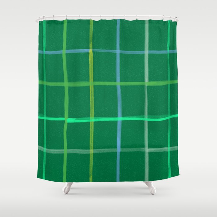 Abstract Tennis Net Pattern In Grass Green Shower Curtain