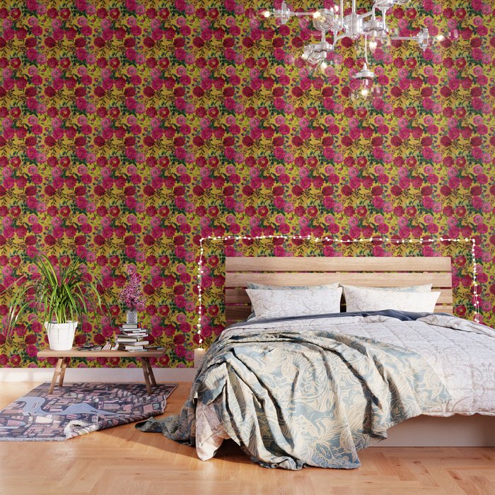 Vintage & Shabby Chic - Summer Tropical Roses Flower Garden Wallpaper