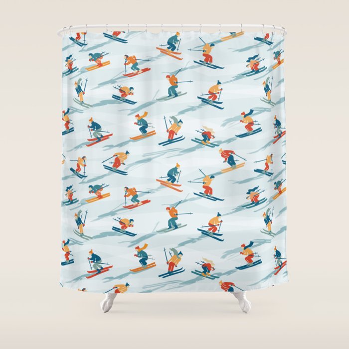 Retro Sportive Ski Alpine Light Shower Curtain