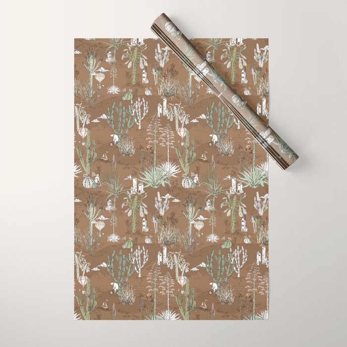 Whimsical Cactus Earthy Landscape Wrapping Paper