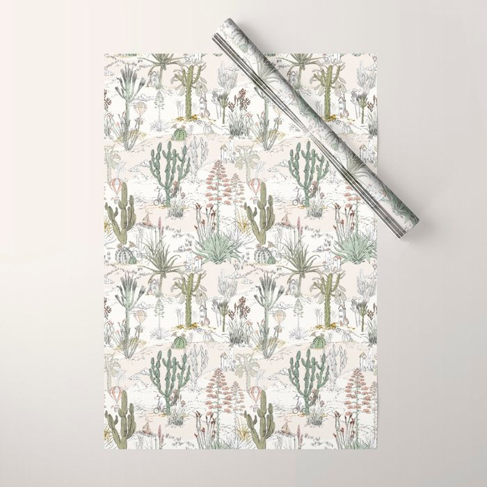 Whimsical Cactus Landscape Airy Wrapping Paper