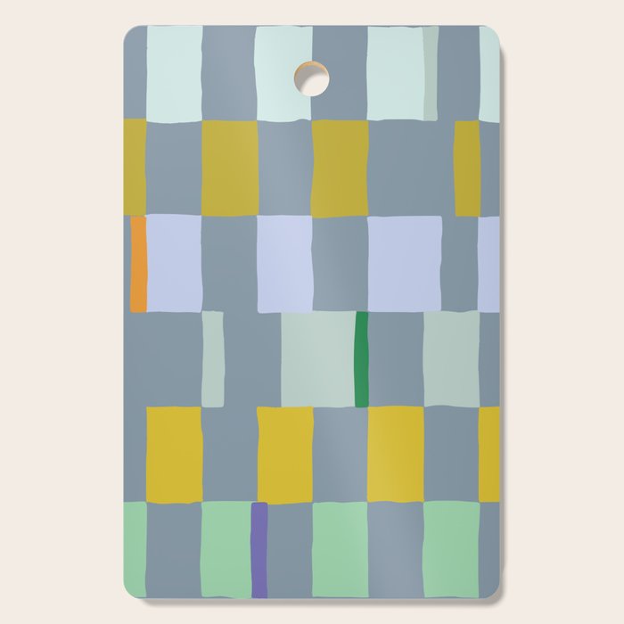 Summer Check Handdrawn Teal Cutting Board