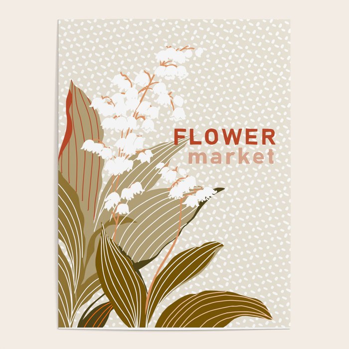 Flowers Market: Lily Of The Valley Earthy Toned Poster