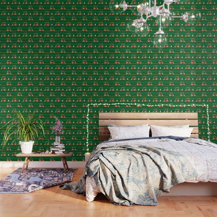 Retro Golf Cart Rides In Emerald Green & Orange Wallpaper