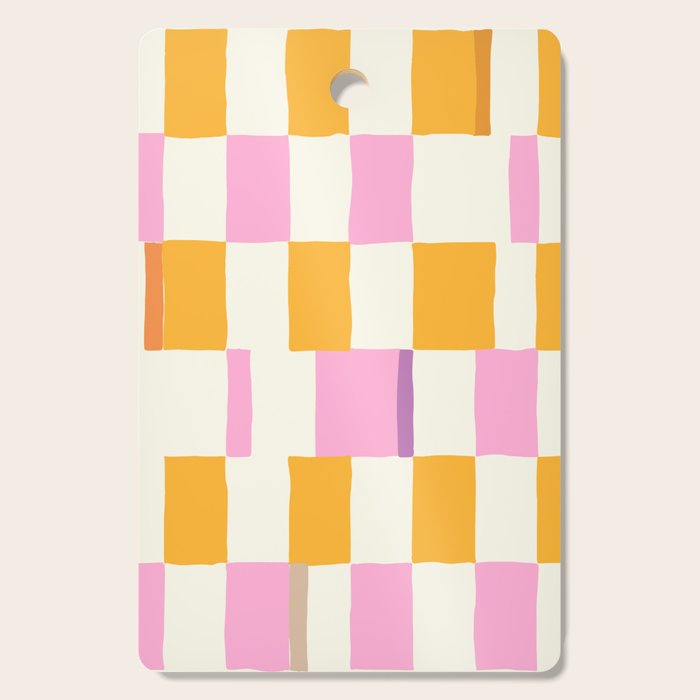 Summer Check Handdrawn Orange Cutting Board