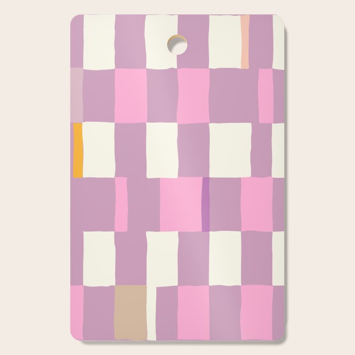 Summer Check Handdrawn Purple Cutting Board