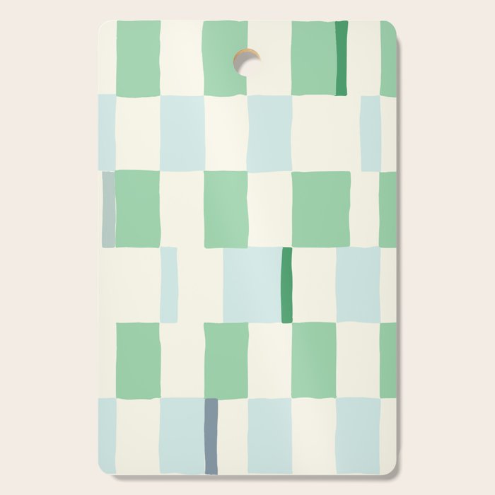 Summer Check Handdrawn Mint Cutting Board