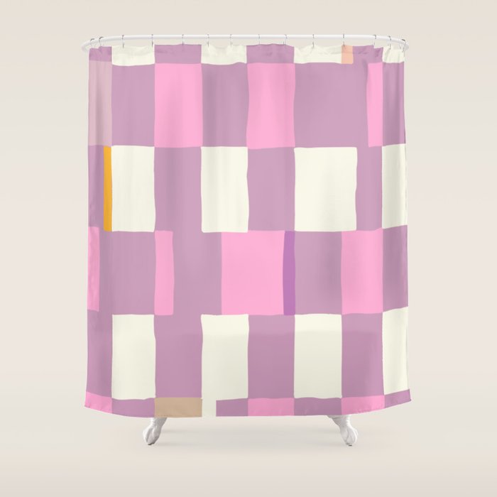 Summer Check Handdrawn Purple Shower Curtain